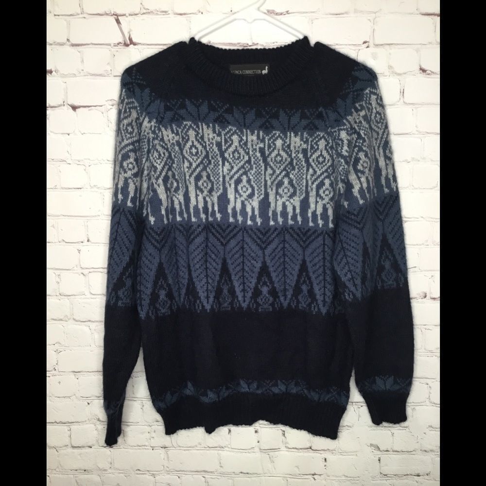 The Alpaca Connection‎ Knit Sweater Pullover Navy Blue Made In Peru Size M